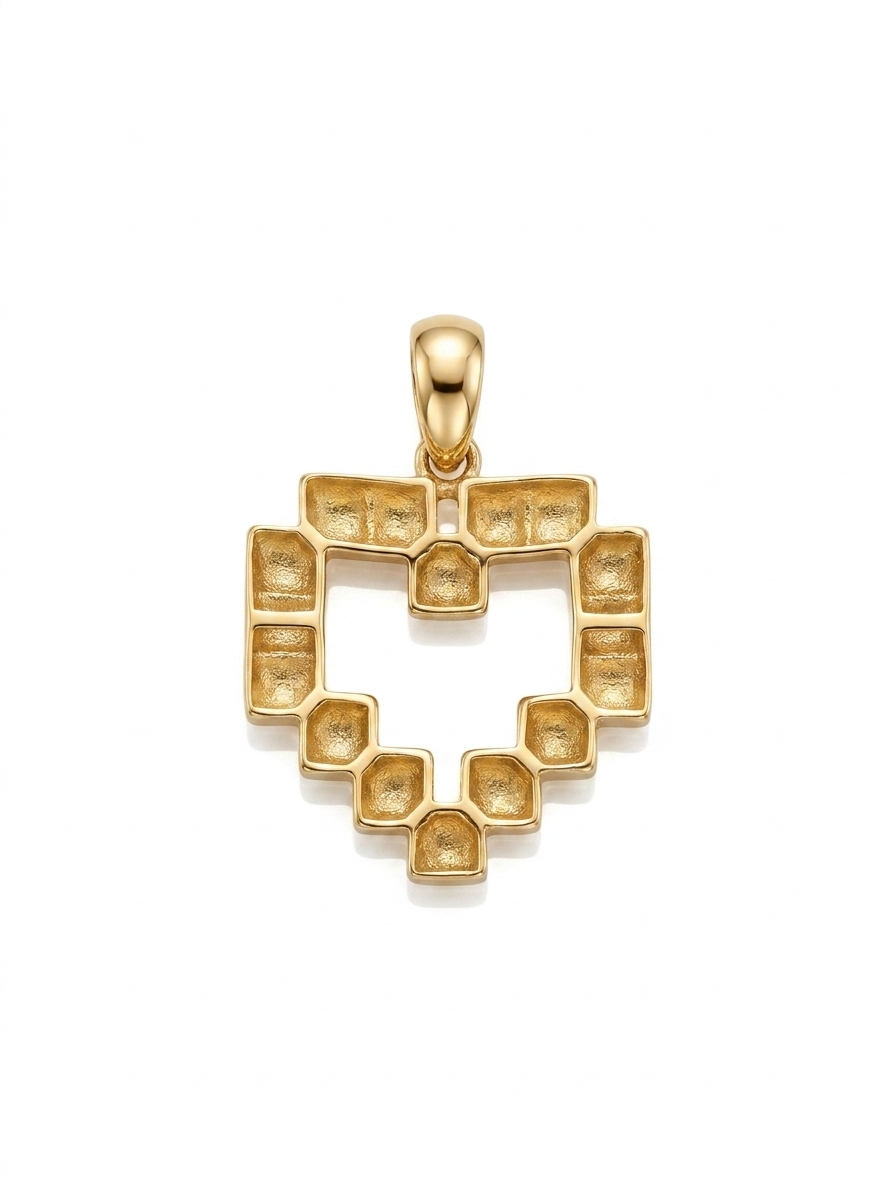 Beaded Heart Outline pendant — B