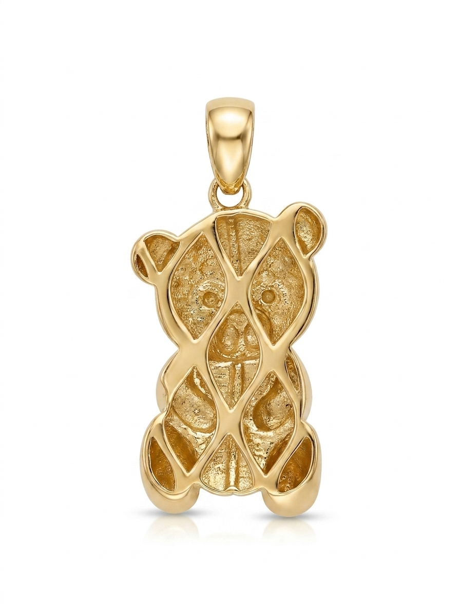 Sitting Textured Bear pendant — B