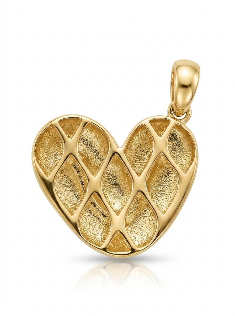 Puffy Ribbon Heart pendant — B