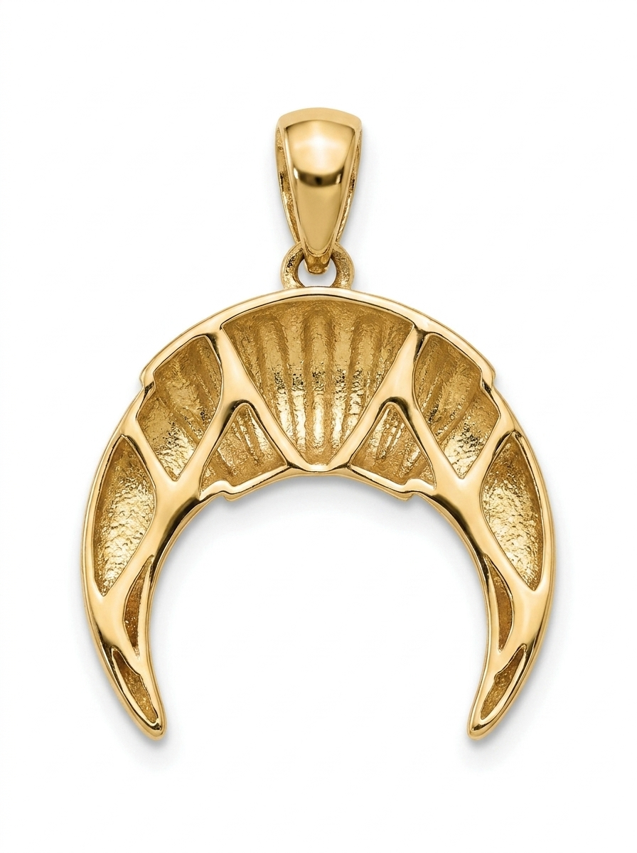 Ribbed Horn Crescent pendant — B