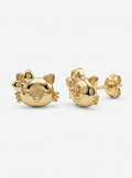 Bow Kitten Face Gold Earring - Gold Earring Pair