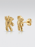 Textured Teddy Bear Gold Earring - Gold Earring Pair
