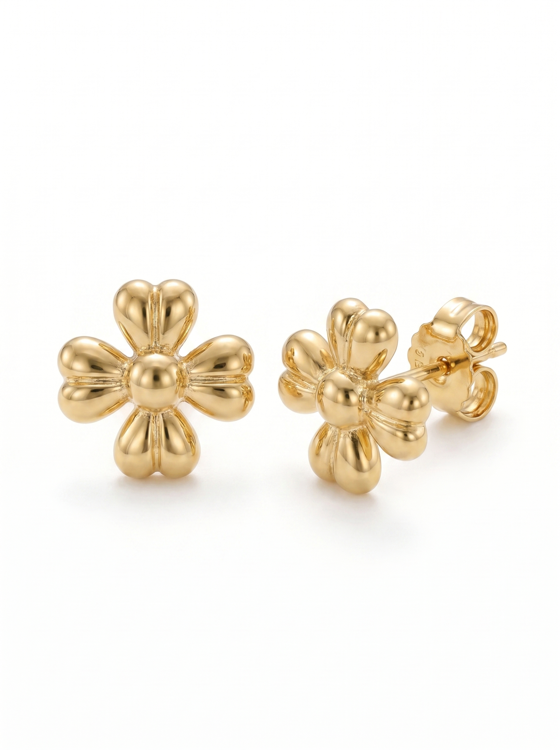 Puffy Blossom Gold Earring - Gold Earring Pair
