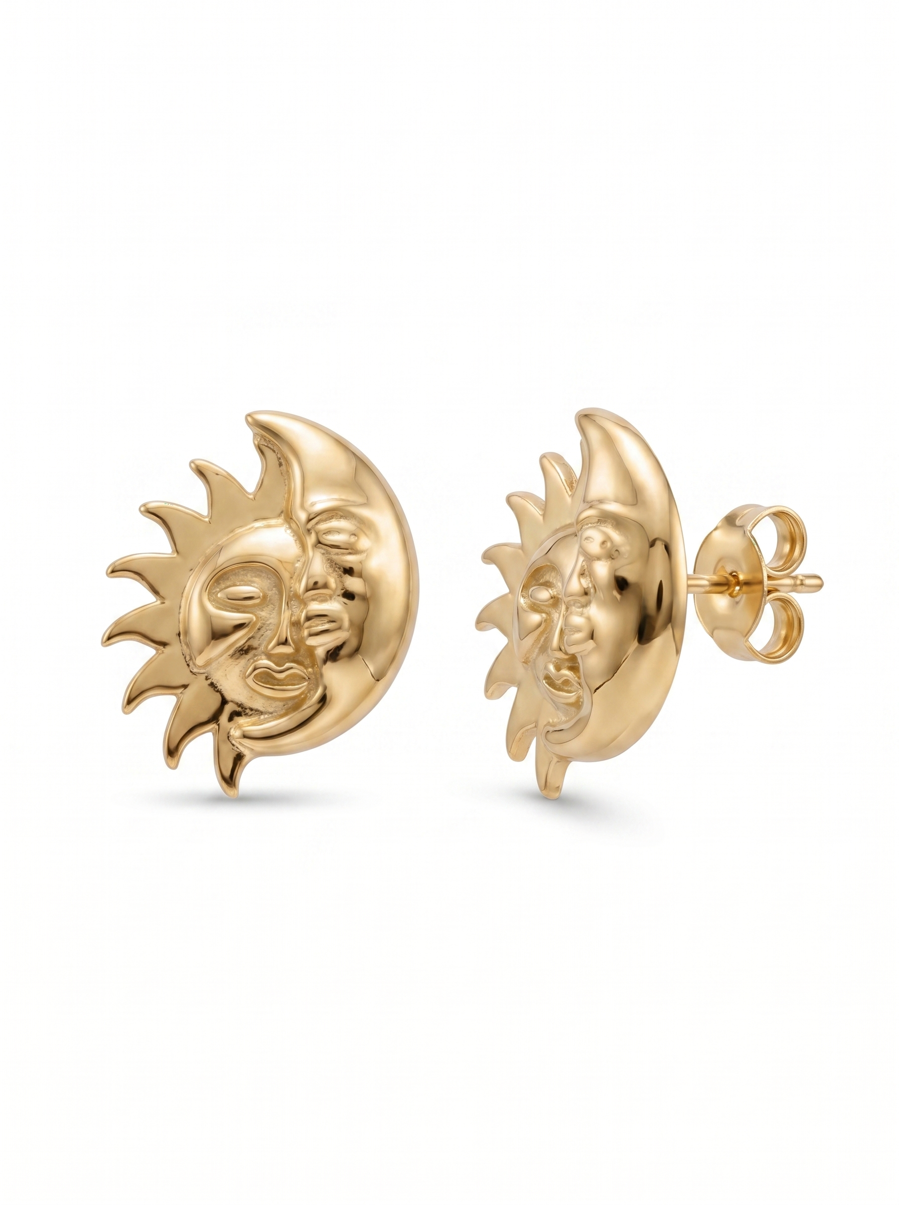 Sun And Moon Gold Earring - Gold Earring Pair