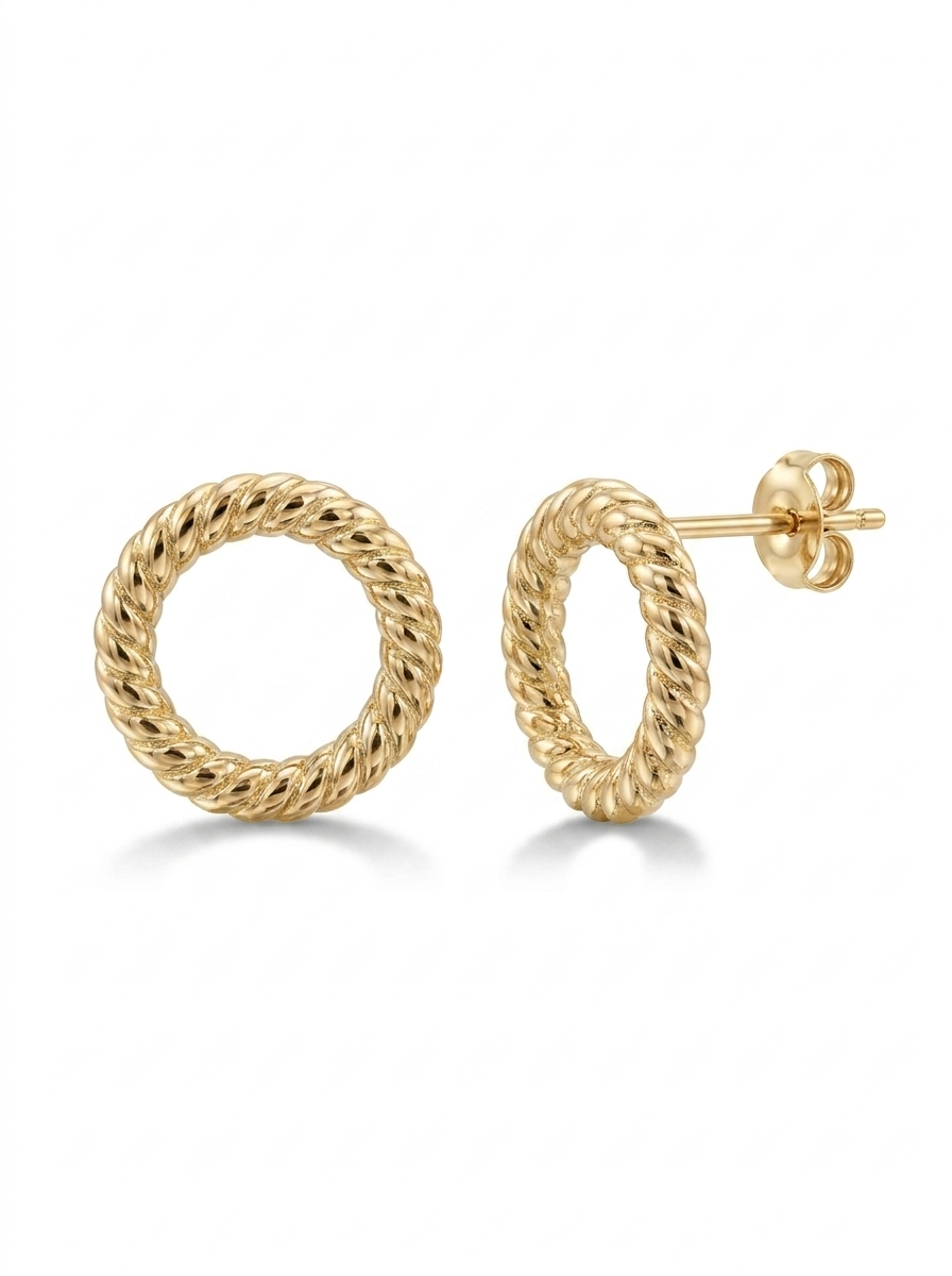 Twisted Rope Circle Gold Earring - Gold Earring Pair