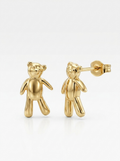 Standing Teddy Bear Gold Earring - Gold Earring Pair