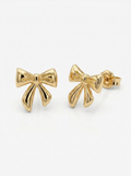 Delicate Ribbon Bow Gold Earring - Gold Earring Pair