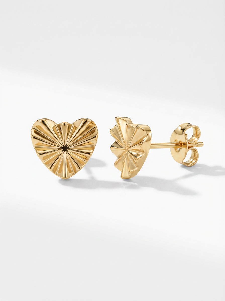 Radiant Heart Gold Earring - Gold Earring Pair
