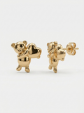 Bear Hugging Heart Gold Earring - Gold Earring Pair