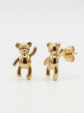Waving Teddy Bear Gold Earring - Gold Earring Pair