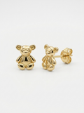 Seated Teddy Bear Gold Earring - Gold Earring Pair