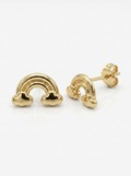 Rainbow With Clouds Gold Earring - Gold Earring Pair