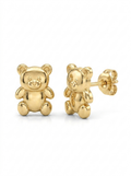 Polished Teddy Bear Gold Earring - Gold Earring Pair