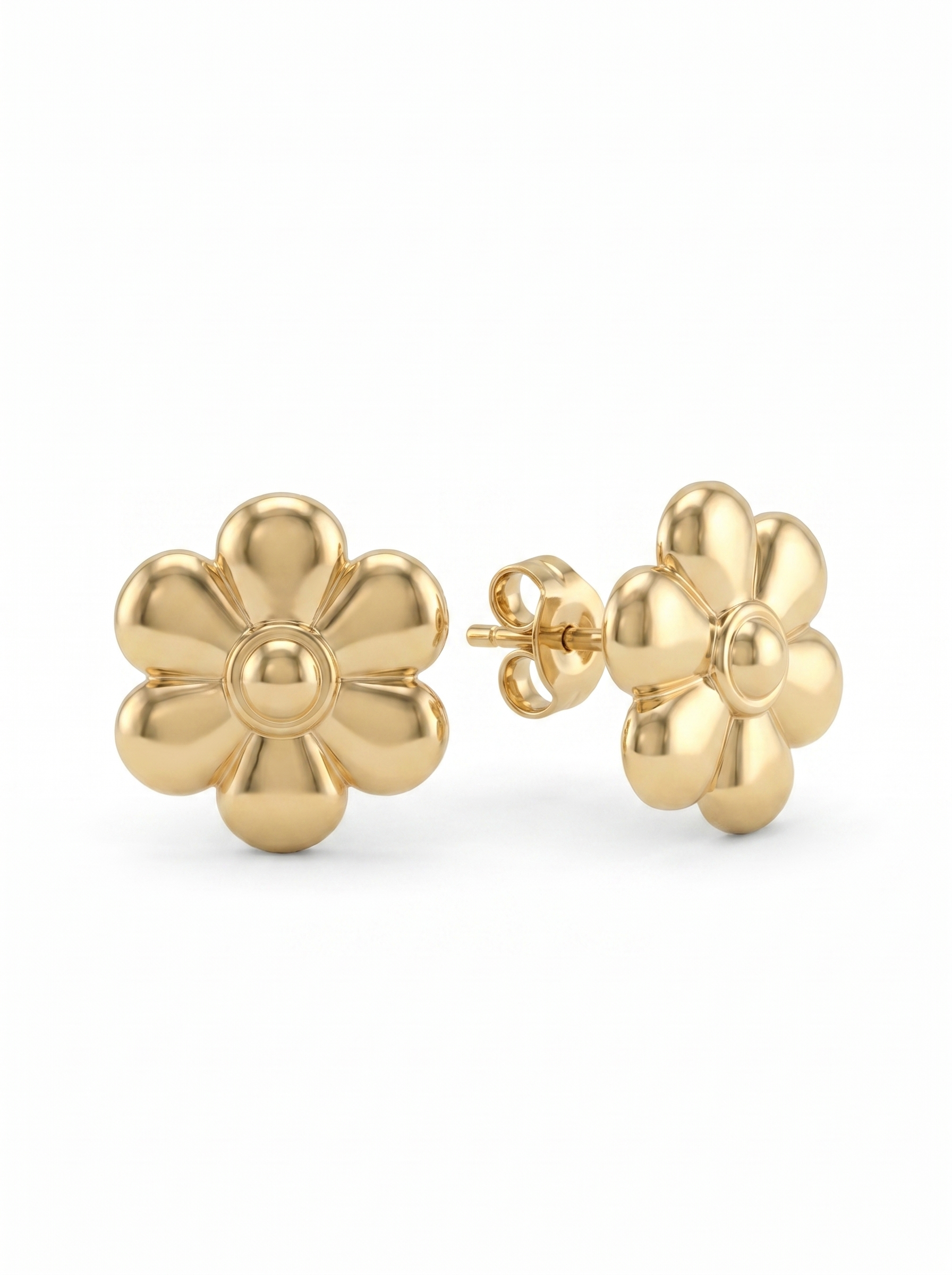 Bubble Daisy Bloom Gold Earring - Gold Earring Pair