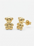 Sitting Teddy Bear Gold Earring - Gold Earring Pair