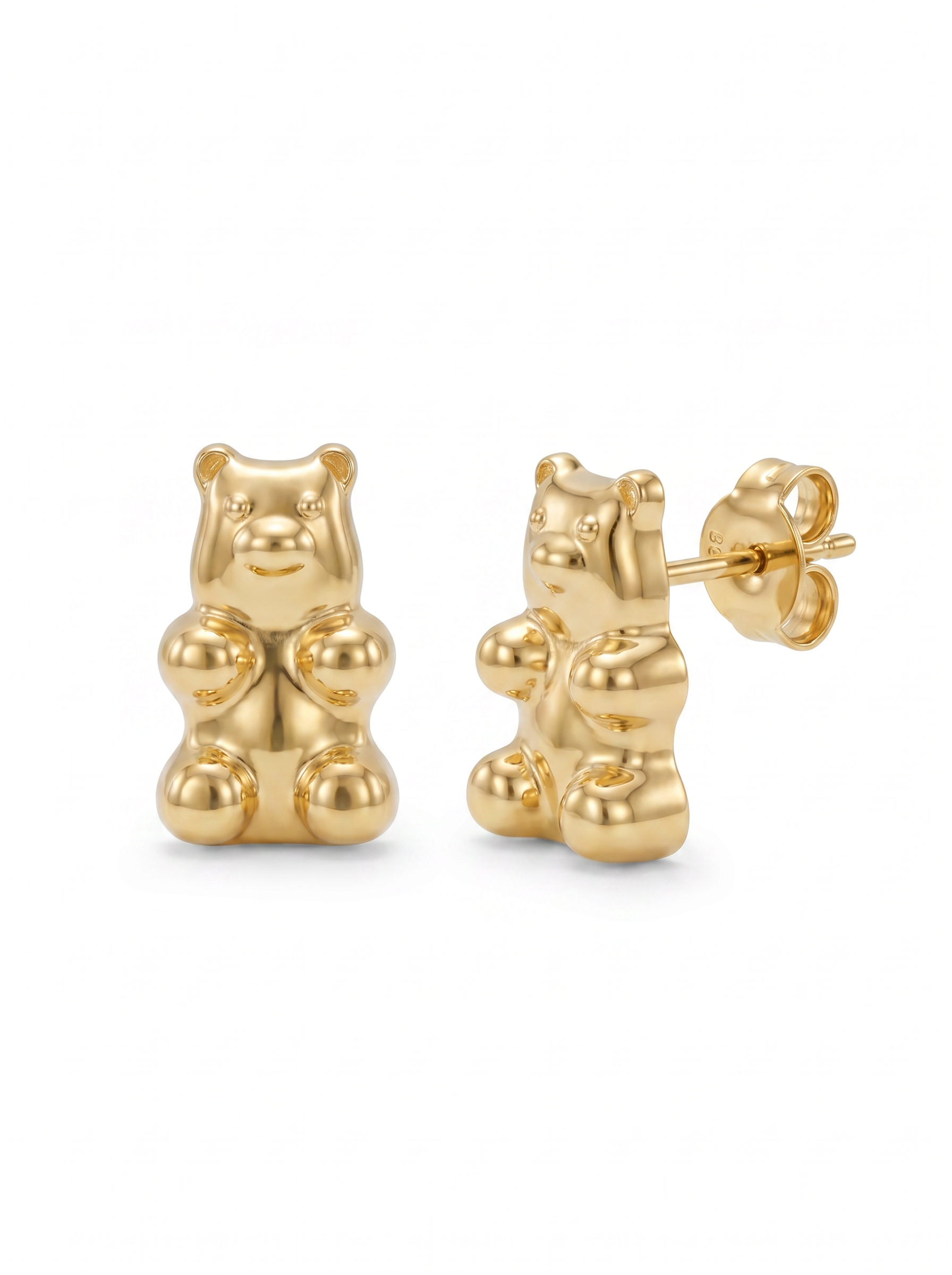Standing Gummy Bear Gold Earring - Gold Earring Pair