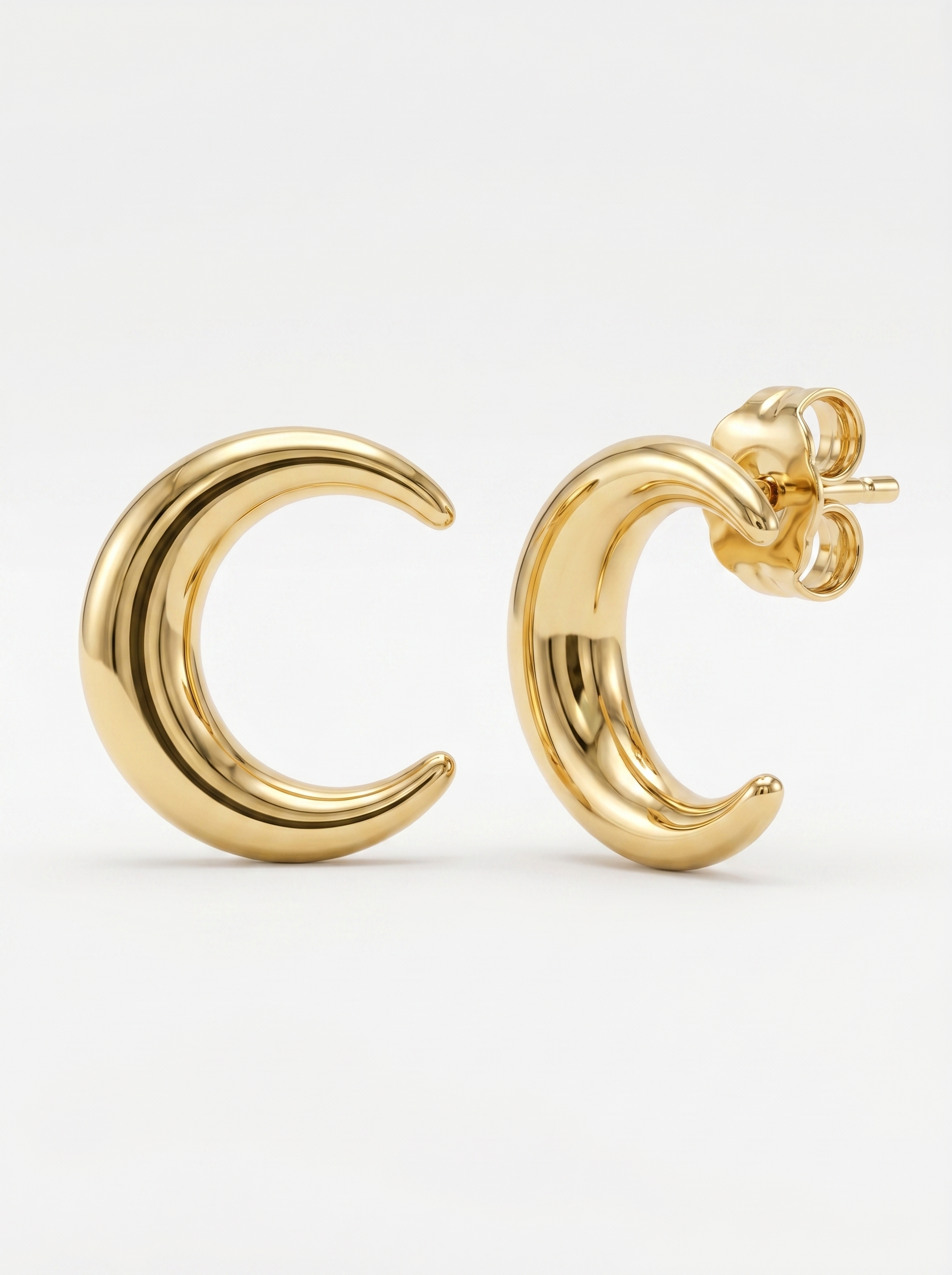 Crescent Moon Gold Earring - Gold Earring Pair