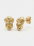 Rose Crown Skull Gold Earring - Gold Earring Pair