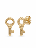 Vintage Skeleton Key Gold Earring - Gold Earring Pair