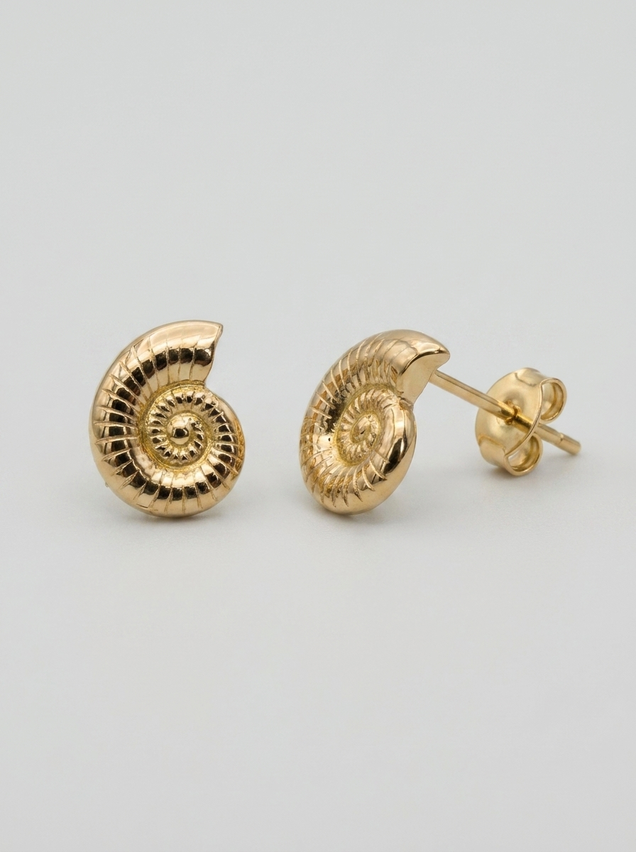 Coastal Nautilus Gold Earring - Gold Earring Pair