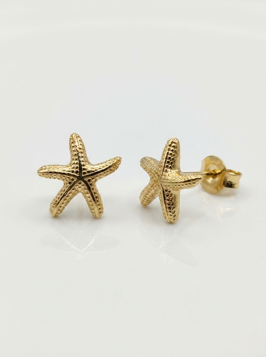 Beaded Starfish Gold Earring - Gold Earring Pair