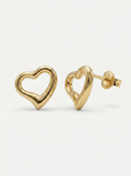Tilted Open Heart Gold Earring - Gold Earring Pair