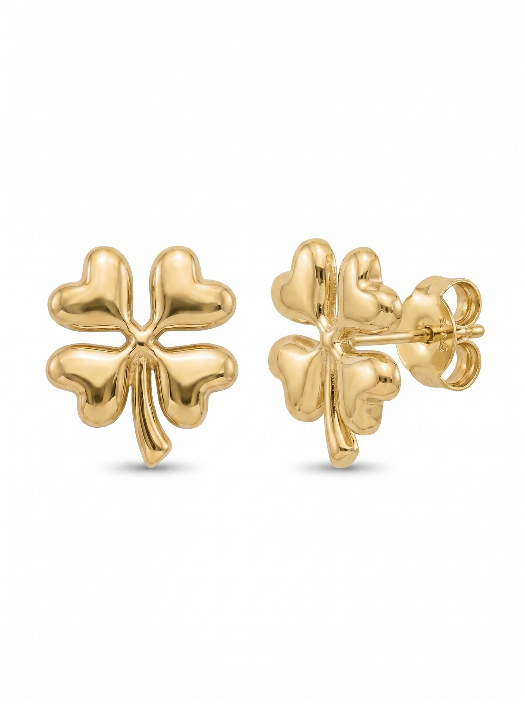 Four-Leaf Clover Gold Earring - Gold Earring Pair