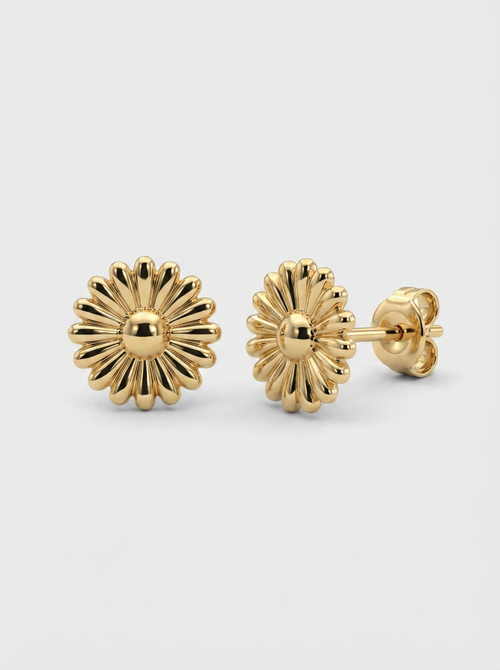 Blooming Daisy Gold Earring - Gold Earring Pair