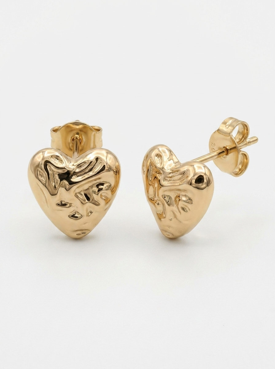 Molten Heart Gold Earring - Gold Earring Pair