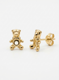 Bear With Hoop Gold Earring - Gold Earring Pair