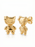 Kitty Girl Charm Gold Earring - Gold Earring Pair