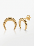 Smooth Double Horn Gold Earring - Gold Earring Pair