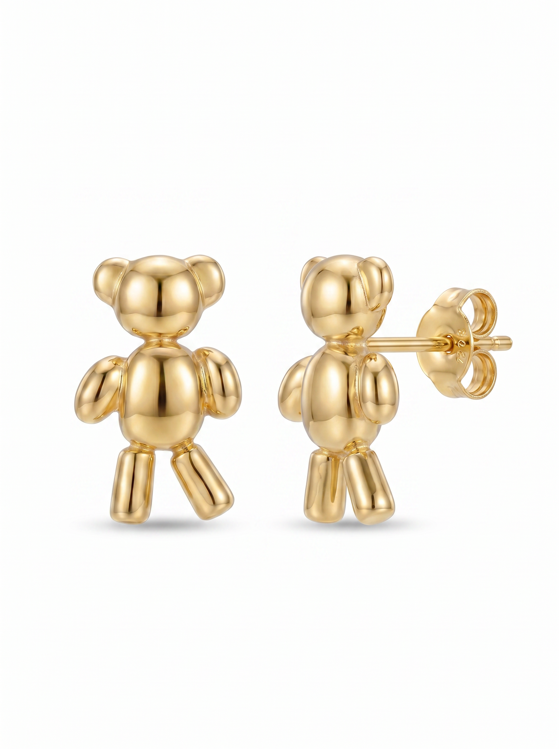 Balloon Bear Gold Earring - Gold Earring Pair