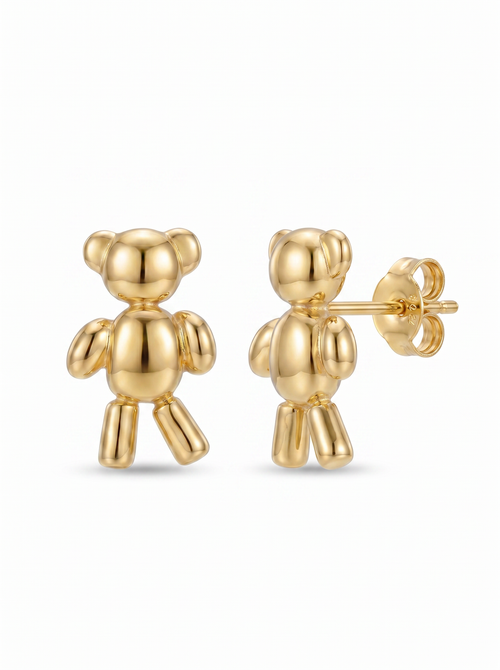 Balloon Bear Gold Earring - Gold Earring Pair
