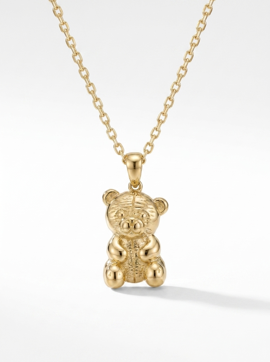 Sitting Textured Bear pendant — FCP