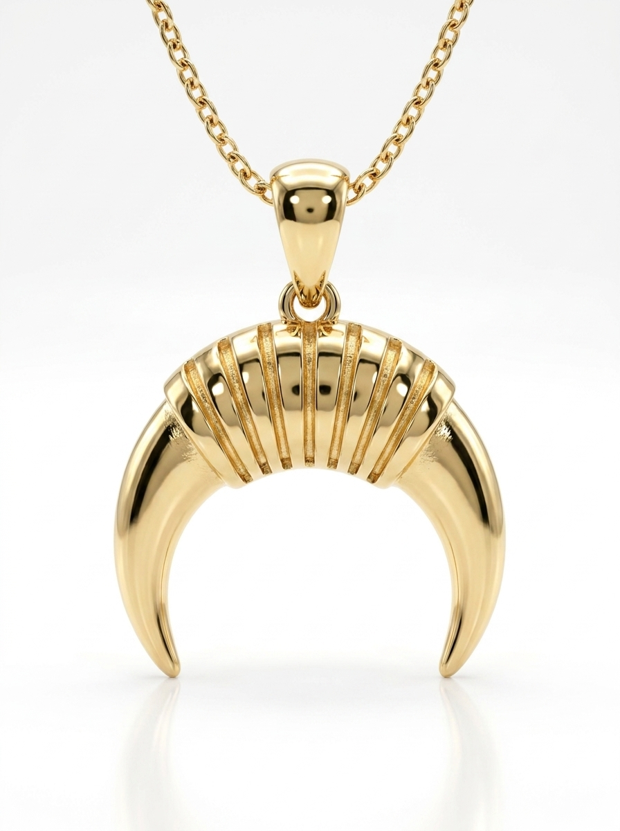 Ribbed Horn Crescent pendant — FCP