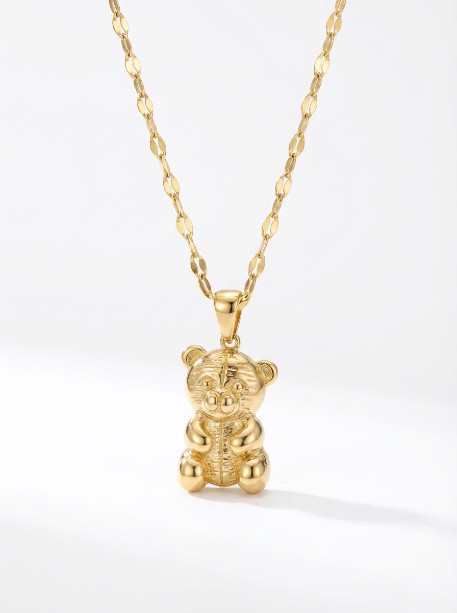 Sitting Textured Bear pendant — LCP