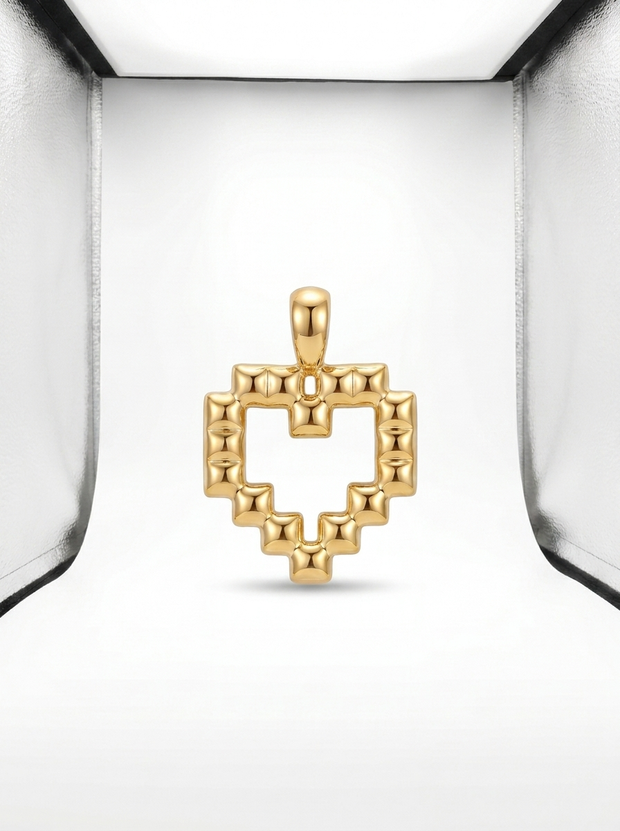 Beaded Heart Outline pendant — N