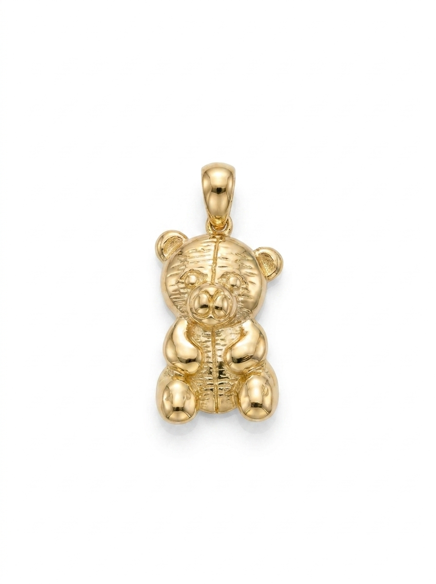 Sitting Textured Bear pendant — N