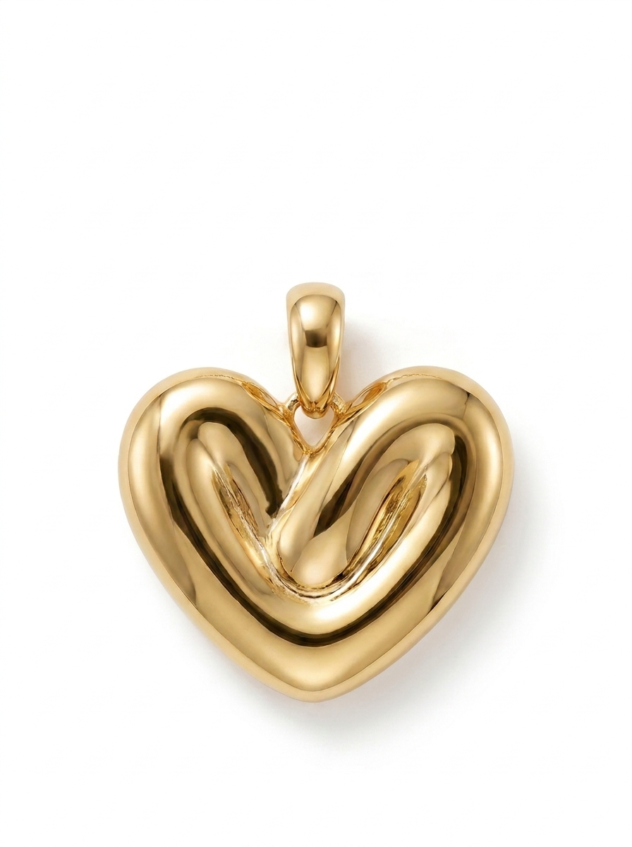 Puffy Ribbon Heart pendant — N