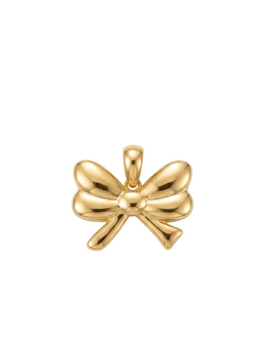 Puffed Ribbon Bow pendant — N