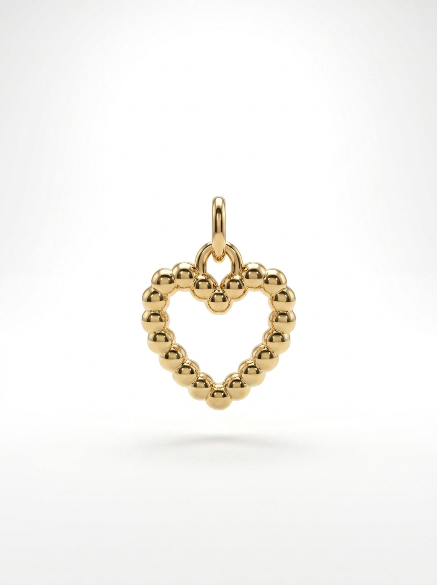 Beaded Open Heart pendant — N