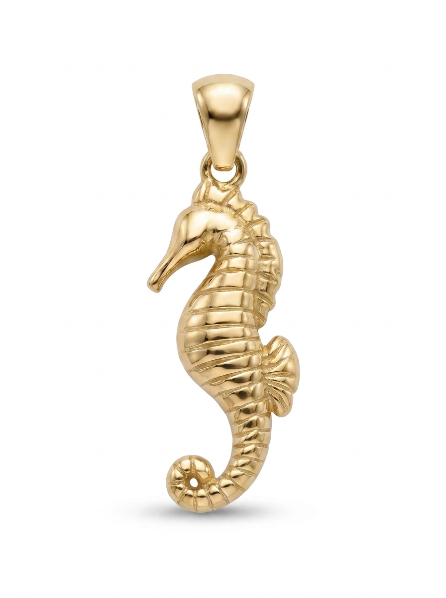 Curled Seahorse pendant — N