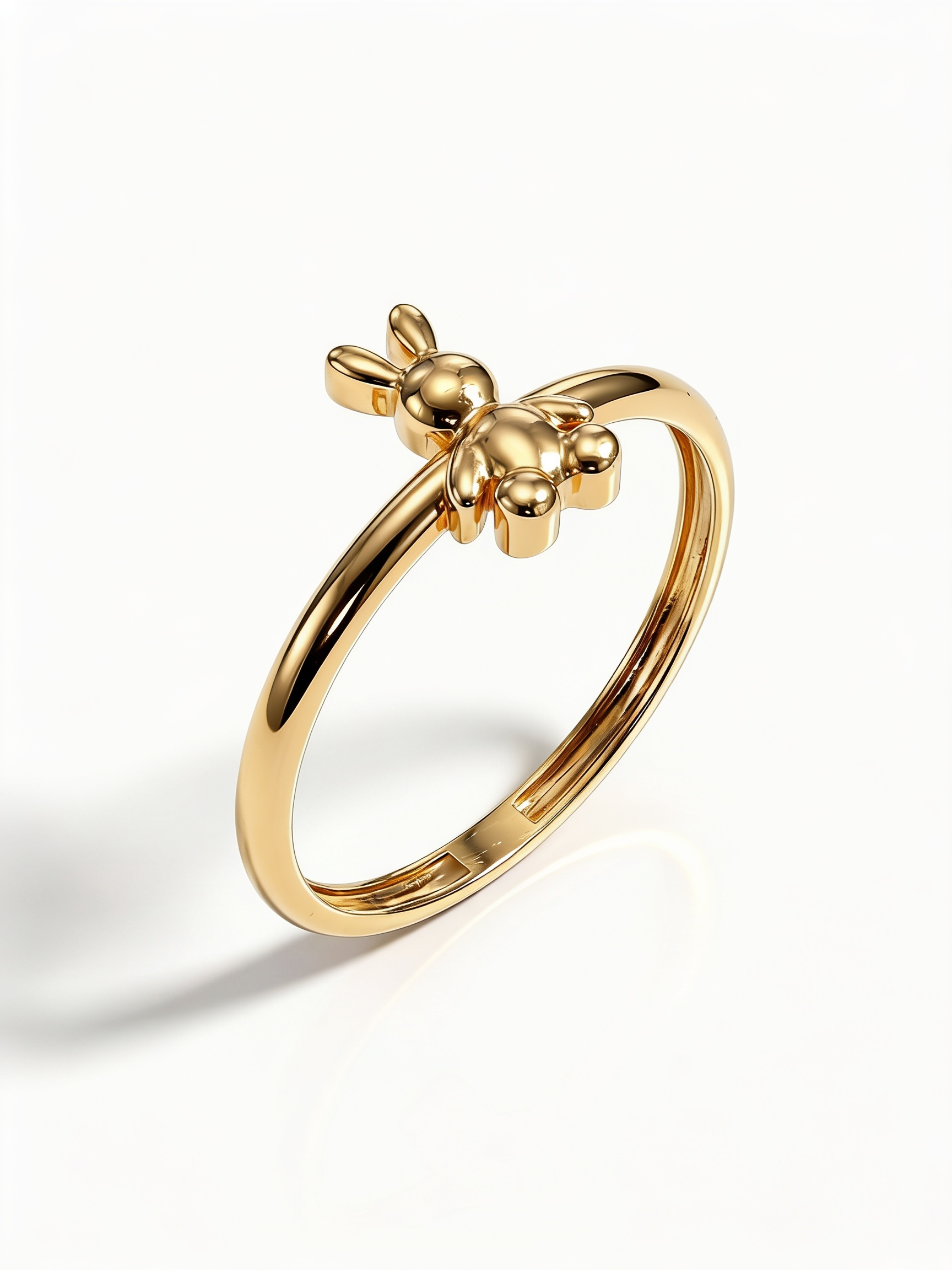 Bow Kitten Face Gold Ring