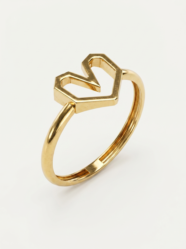 Tilted Open Heart Gold Ring