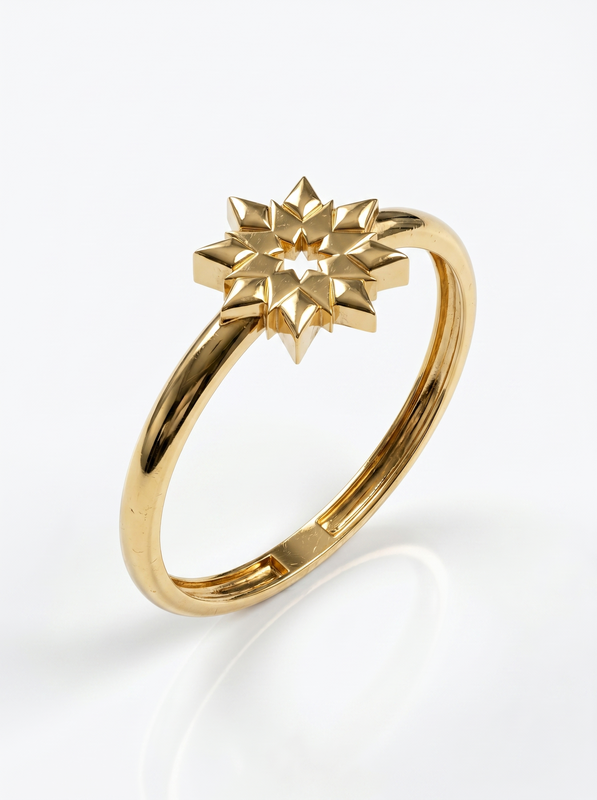 Sunburst Medallion Gold Ring