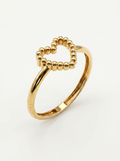 Puffy Ribbon Heart Gold Ring
