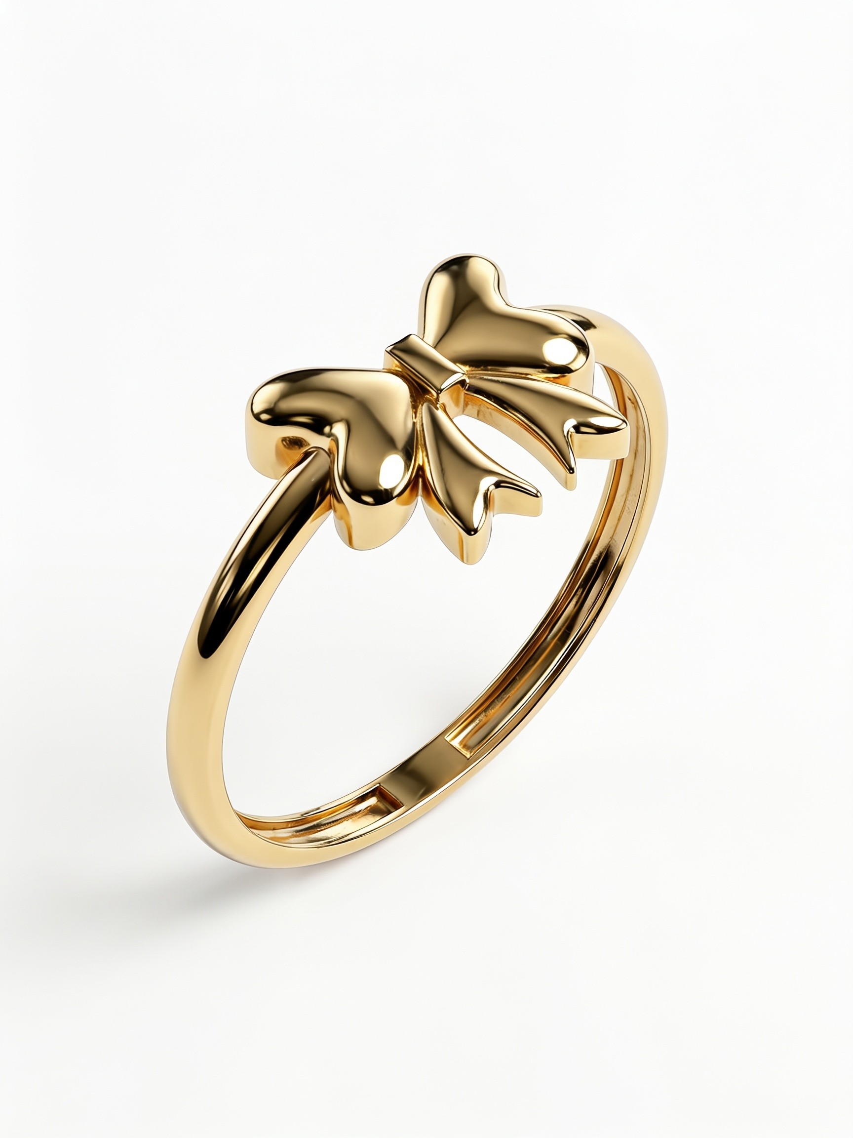 Delicate Ribbon Bow Gold Ring
