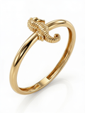 Beaded Heart Outline Gold Ring