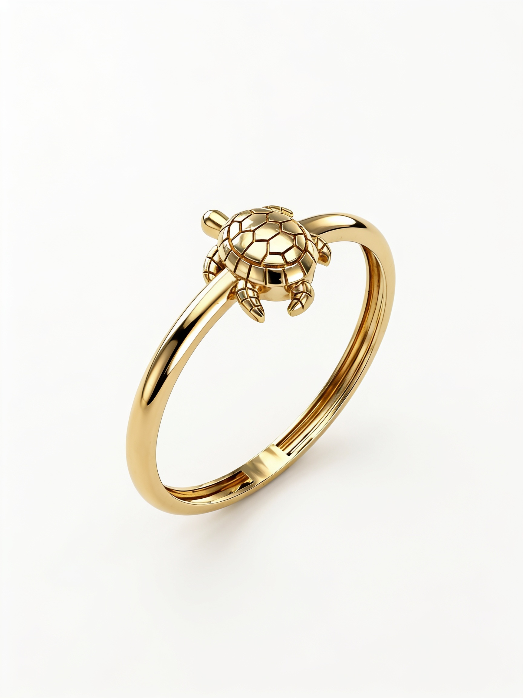 Puffy Ribbon Heart Gold Ring